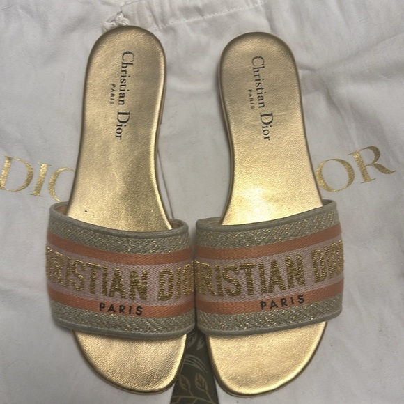 Dior Gold and Pink Women's Sandals - Picture 2 of 9